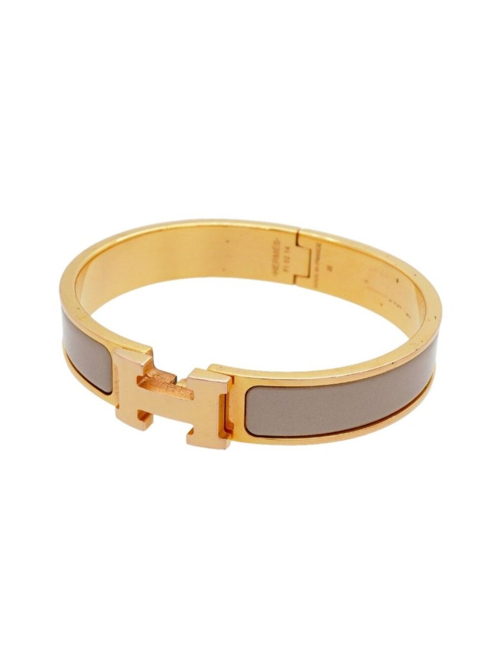 Hermes Bangle Clic Clac PM Gold Plated Greige Bracelet